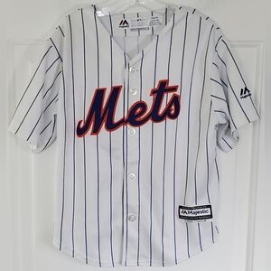 Majestic Youth MLB New York Mets Coolbase Pinstripe Home Jersey - Size L - GUC